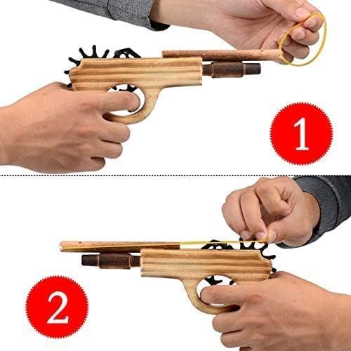 Wooden Rubber Band Gun Kids Toy with 100 Rubber Bands 9