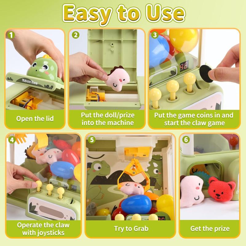 Dinosaur Claw Machines for Kids,Electronic Arcade Game Vending Machine Toys with 34 Dinosaur Toys & Sound,Candy Dispenser Machine, Thanksgiving Birthday Gifts for Girls Boys