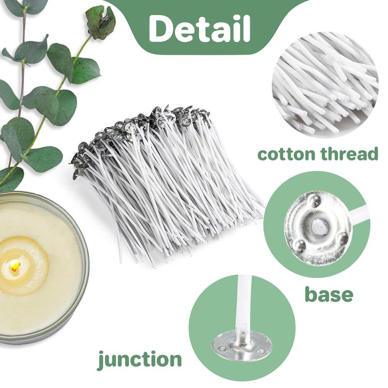 100 6-Inch Candle Wicks for DIY Candle Making: Thick Cotton for Soy & Beewax