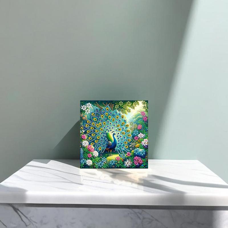 Peacock Pattern DIY Diamond Arts Colorful Painting Kit without Frame, DIY 5D Diamond Arts Colorful Painting for Home Wall Decor