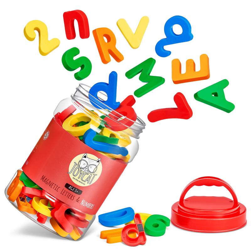 JoyCat Magnetic Letters Numbers Alphabet, Fridge Magnets, ABC 123 Preschool Educational Learning Plastic Colorful Toy,Uppercase Lowercase Math Symbols