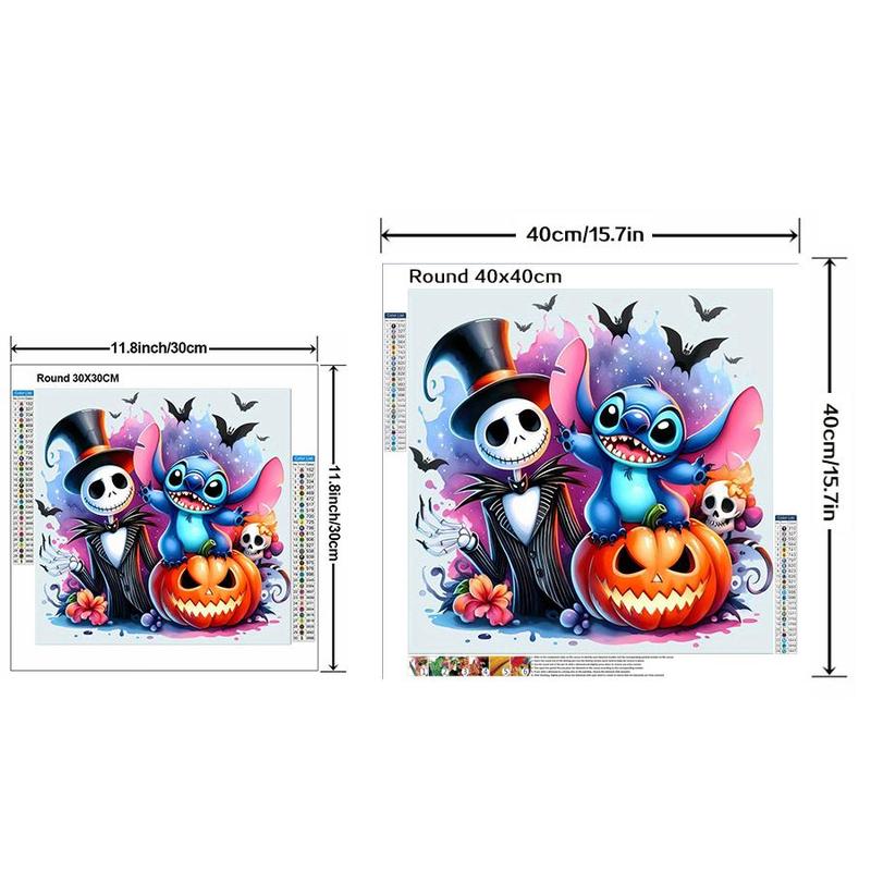 Stitch Themed DIY Diamond Arts Colorful Painting Kit without Frame, DIY 5D Diamond Arts Colorful Painting Kit, Halloween Wall Art Decor for Home Bedroom