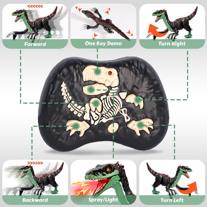 Remote Control Dinosaur Animal Toy,Spinosaurus and T-rex,swift movement & waterspray, gift for boys