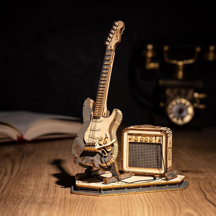 ROKR 3D Puzzles for Adults Wooden Craft Kits Musical Instrument Model Kit Collectibles Home Desk Room Decor (Electric Guitar)