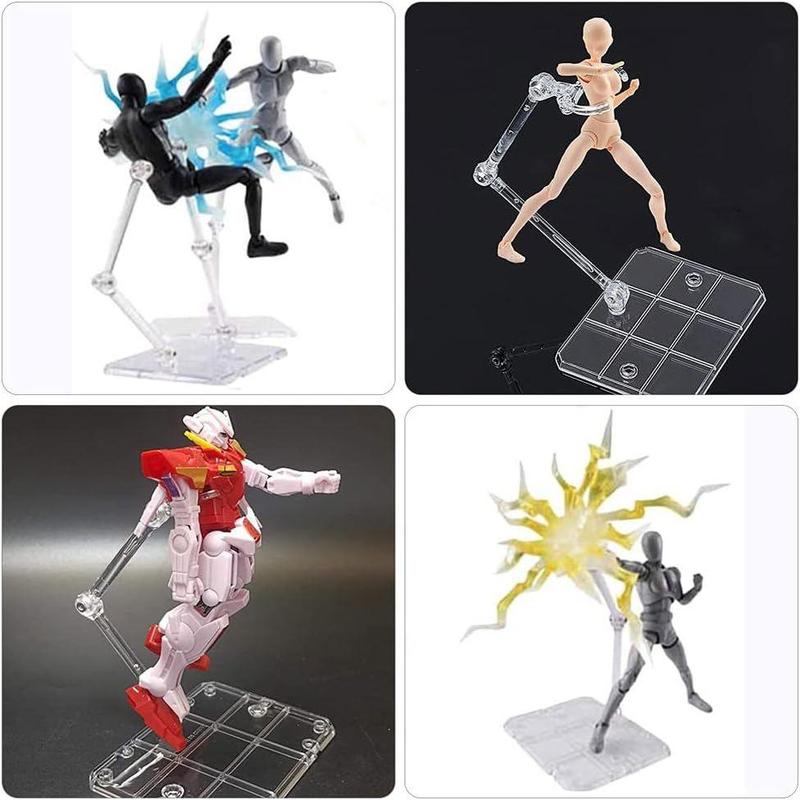 10Pcs Action Figure Stand Kits Flexible Action Base Holder for Gundam Action Figures DIY Model Kits (White)