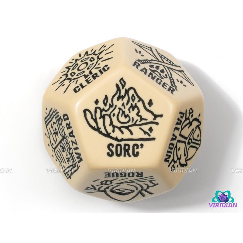 D&D Class Generator Die | Random TTRPG DnD Character Die, Improv, DM Dice Game Aide | Giant D12 Acrylic (1)
