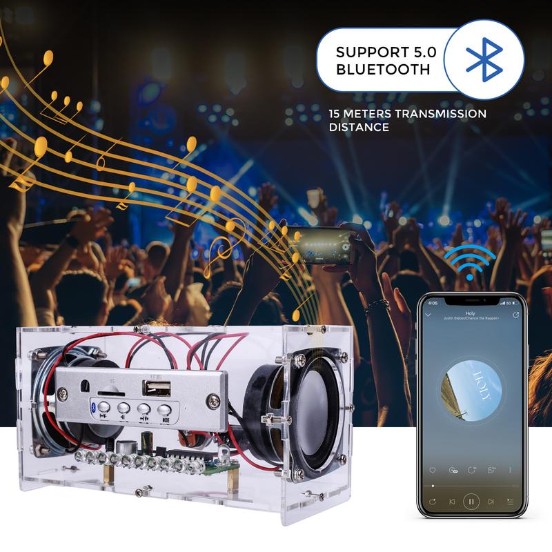 DIY Bluetooth-Compatible Soldering Kit with LED Flashing Light, DIY Electronics Soldering Project USB Mini Home Sound Soldering Practice Kit for College High School Education