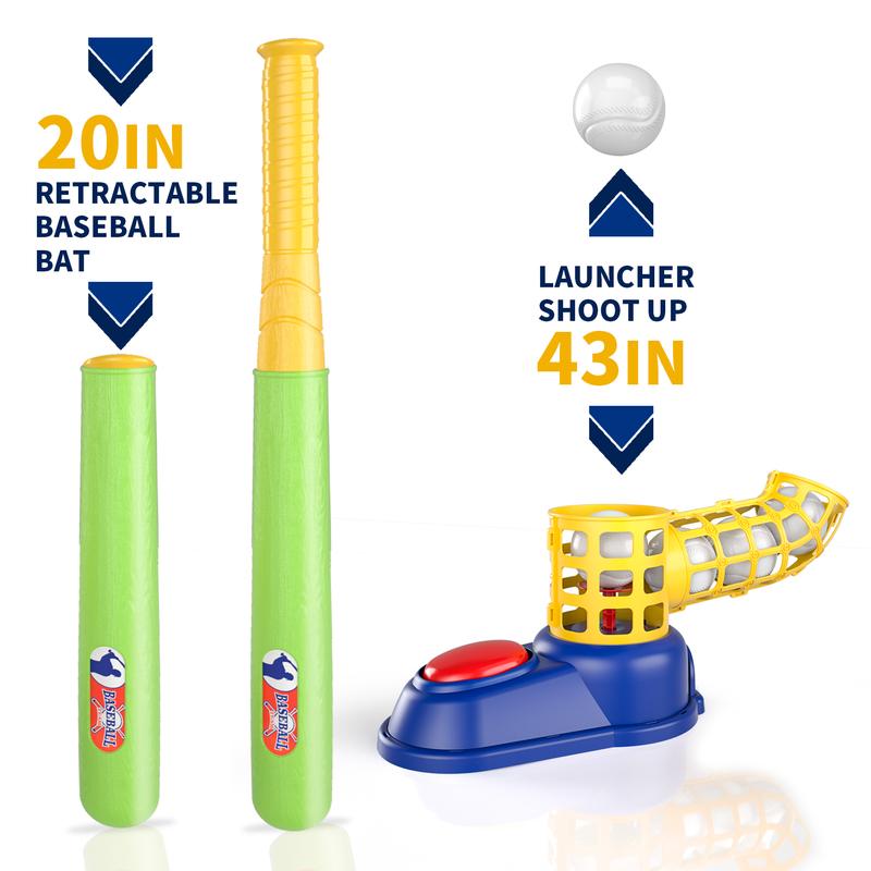 T Ball Set Toys, Baseball Tee Toys Includes 10 Balls, Auto Ball Launcher, Outdoor Outside T-Ball Set Sport Toys Birthday Gifts