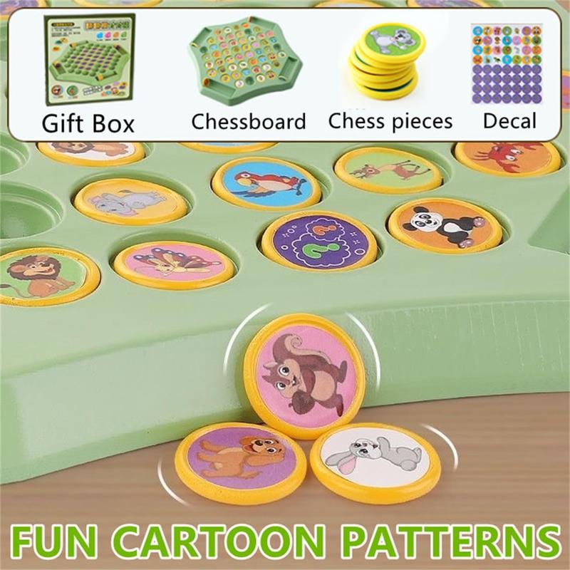 Animal Flip Memory Chess Game, 2024 New Cartoon Chess Board Game Puzzle, Intellectual Chess Board Flip Game for Adults Kindergarten Preschool Gathering