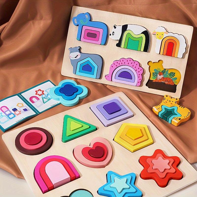 Edutree Animal Puzzles Hand-grabbing Panels Puzzles Montessori Toys Wooden Shape Classification Puzzles Sensory Toys Children Activities Preschool Learning Educational Toys