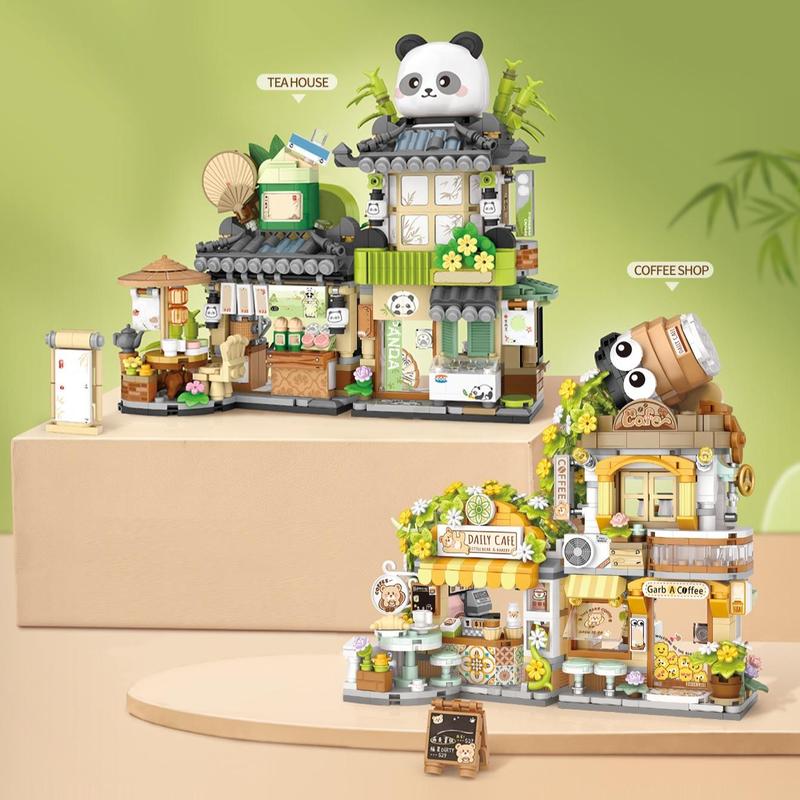 Coffee Shop & Tea House Design Building Block Toy, 1 Set Children's DIY Crafting Project, Creative And Cute Home Decoration, Stocking Fillers Gift