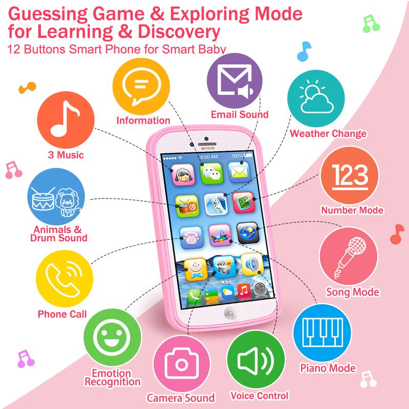 2PCS Toddler Fake Cell Phone & TV Remote Toys with Light and Sound Musical Learning Toys for Boys Girls Sensory Developmental Toys for Toddlers Christmas Birthday Gifts