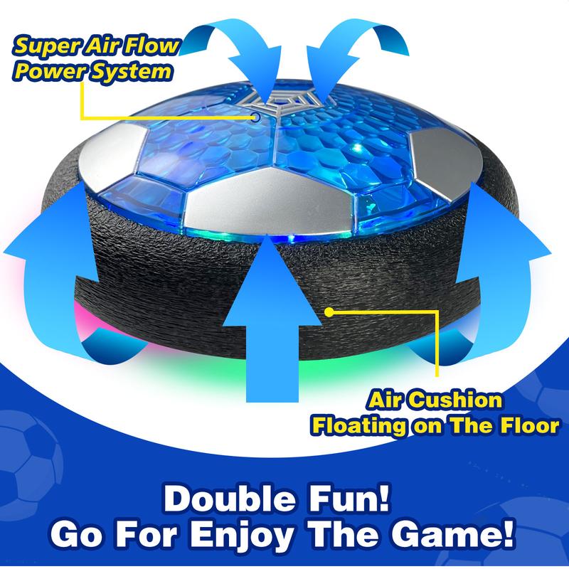 Hover Soccer Ball with 2 Goals, Rechargeable Indoor Air Floating Soccer Ball with LED Light and Foam Bumper, Perfect Birthday Xmas Gifts
