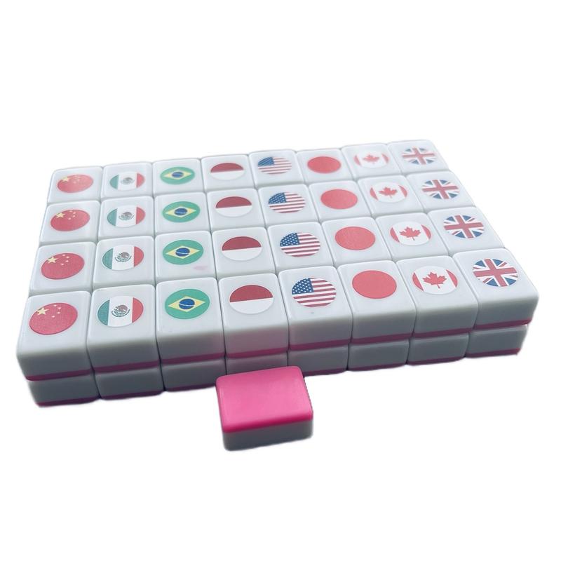 Friendly game set 65 tiles 3cm*2cm*1.4cm White Pink Flags partern