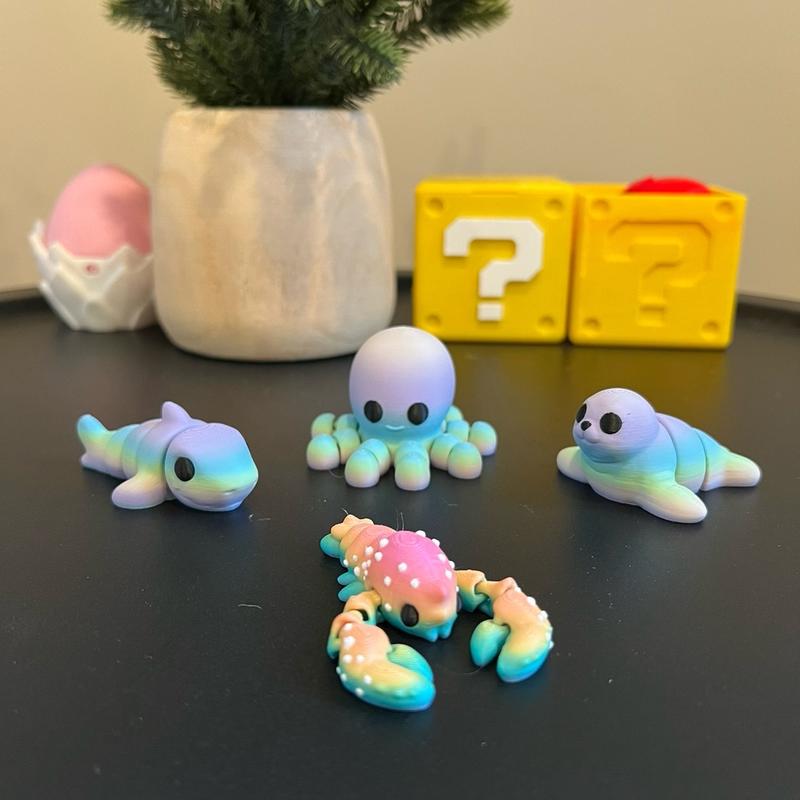 Limited Edition Mini Animals - Unique 3D Printed Articulated Figurines (Small Batch Colors)