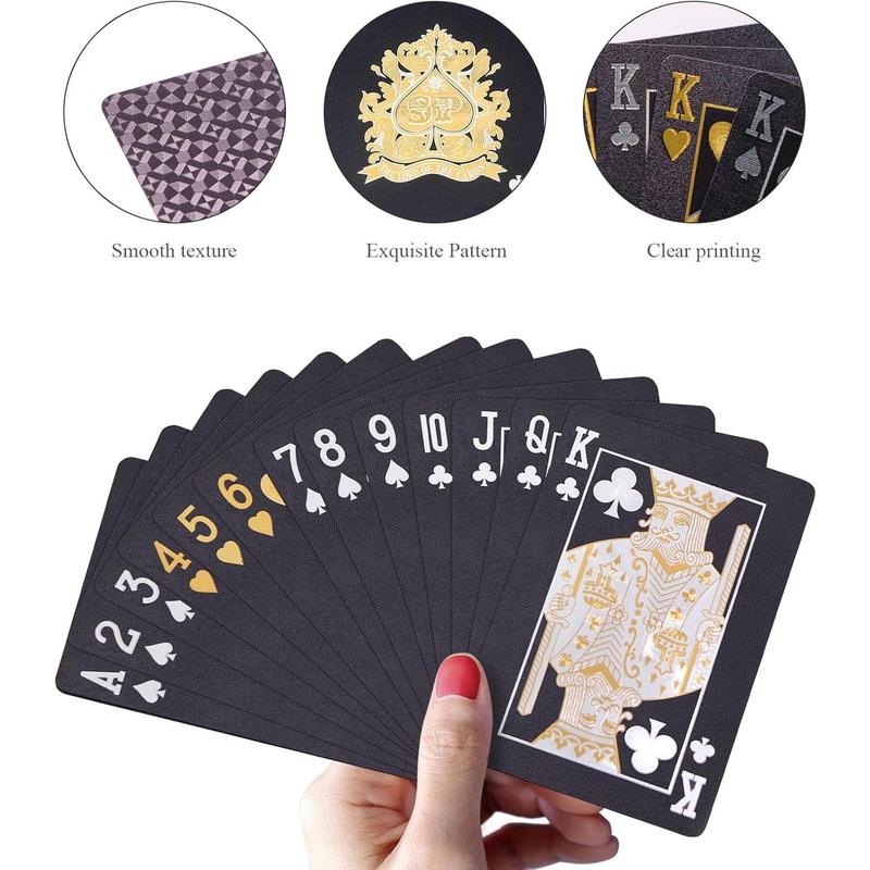 Waterproof Playing Cards, Plastic Playing Cards, Deck of Cards, Gift Poker Cards (Black Diamond Cards)