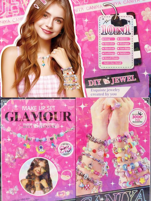 Cute Mixed Beaded Jewelry Making Kit, Including Beads, Hair Ties, Hair Clips, Bracelets, Necklaces, Jewelry Making Supplies for Girls