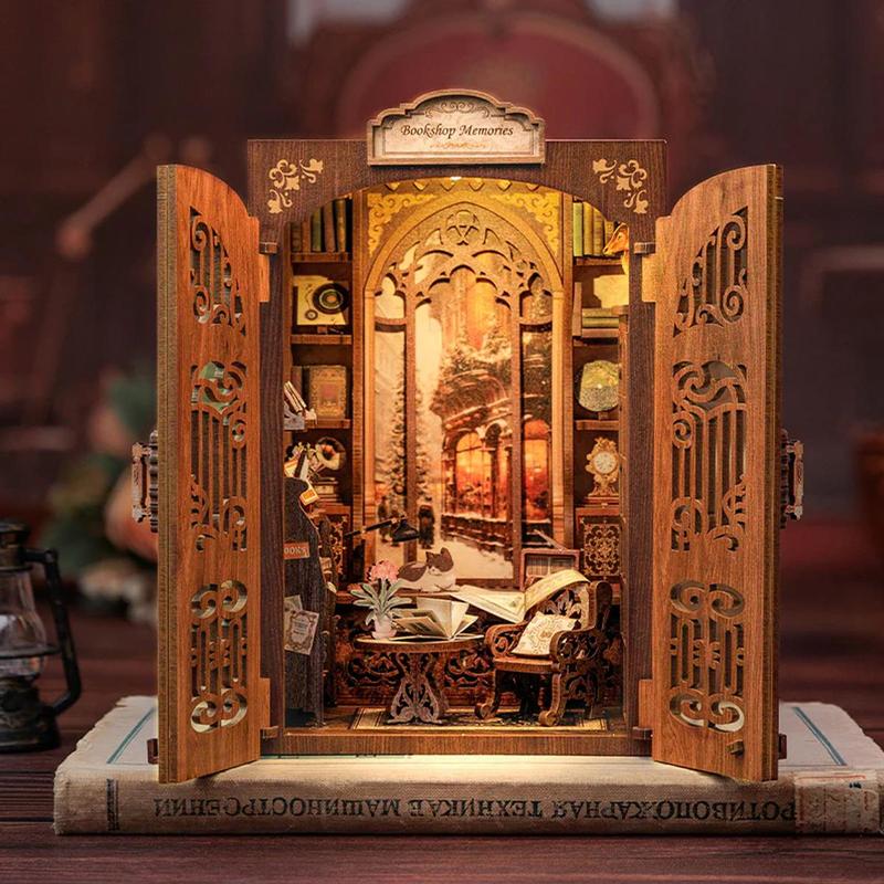 DIY Dollhouse Booknook Bookshelf Insert Decor Alley with LED Light - CUTEBEE Wood DIY Package