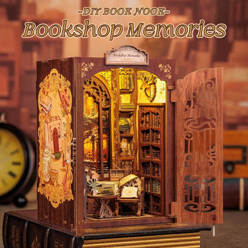 DIY Dollhouse Booknook Bookshelf Insert Decor Alley with LED Light - CUTEBEE Wood DIY Package
