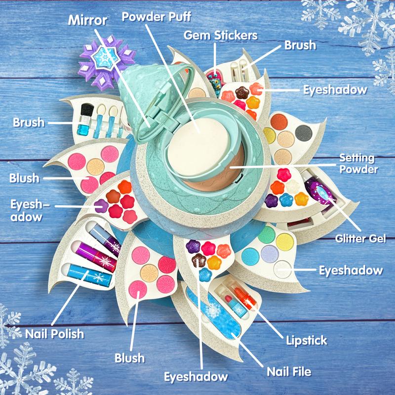 Christmas Fantasy Tree-Shaped Makeup Toy Set Gem Stickers Powder Puff Brush Toy Cosmetics Set Boys and Girls Aged 3+