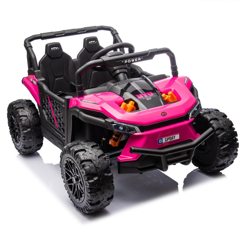 24V Kids Ride On UTV,Electric Toy For Kids w Parents Remote Control,Four Wheel suspension,Low Start,Adjustable speed,Multimedia player,Early Education,Bluetooth,Rear storage space for kids aged 3+.