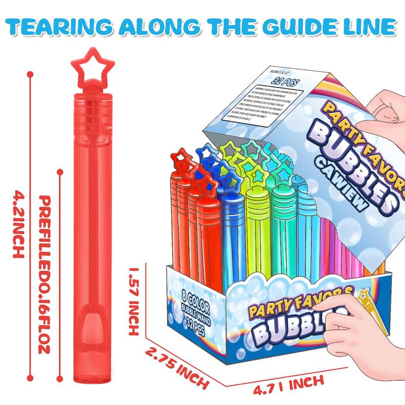 32 Pack 8 Colors Neon Bubbles Party Favors For Kids, Mini Star Bubble Wand Bulk In Gift Box as Goody Bags Stuffer, Classroom Giveaways, Carnival Prizes Toy, Birthday Treats, Party Supplies For Toddlers