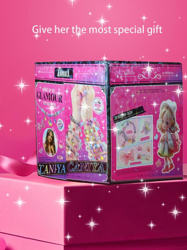 Cute Mixed Beaded Jewelry Making Kit, Including Beads, Hair Ties, Hair Clips, Bracelets, Necklaces, Jewelry Making Supplies for Girls