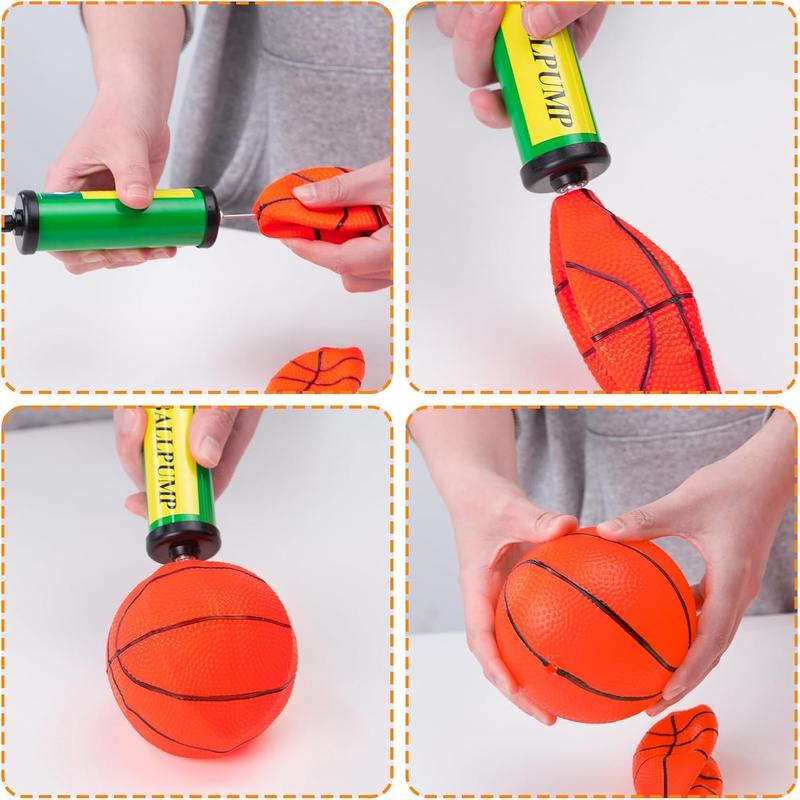 6 count Mini Basketballs with Pump, Inflatable Toy Basketball Mini Rubber Ball for Over Door Mini Hoop Kids Teenagers Indoor Outdoor Play
