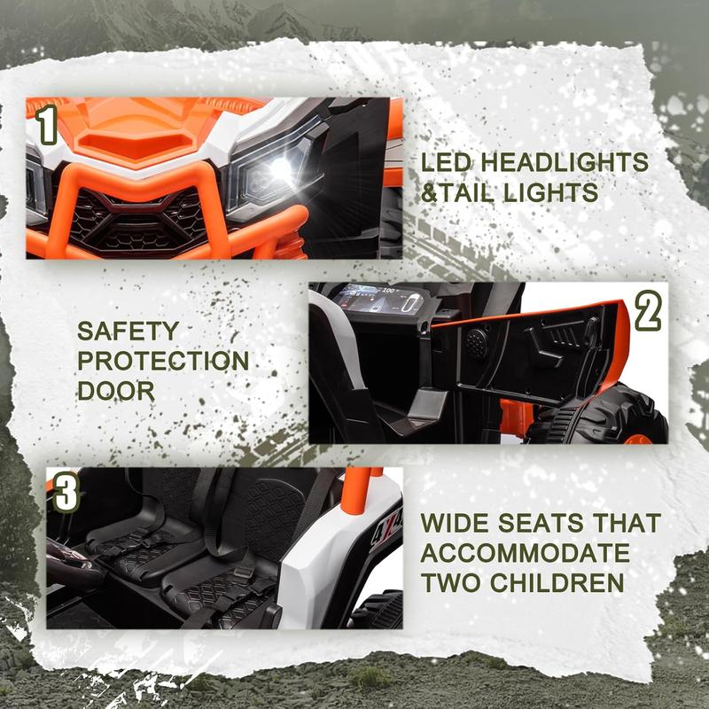 24V XXL UTV Ride-On Car for Kids, 2 Seater Electric Vehicle with Bluetooth, Remote Control, and 4WD 2WD Switchable. Safe and Fun! ride-on toy clearance sale