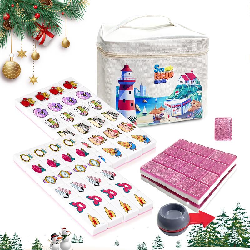 Seaside Escape Game with Cute Pink Cartoon Pattern with Handbag Board Game Accessories Family Game
