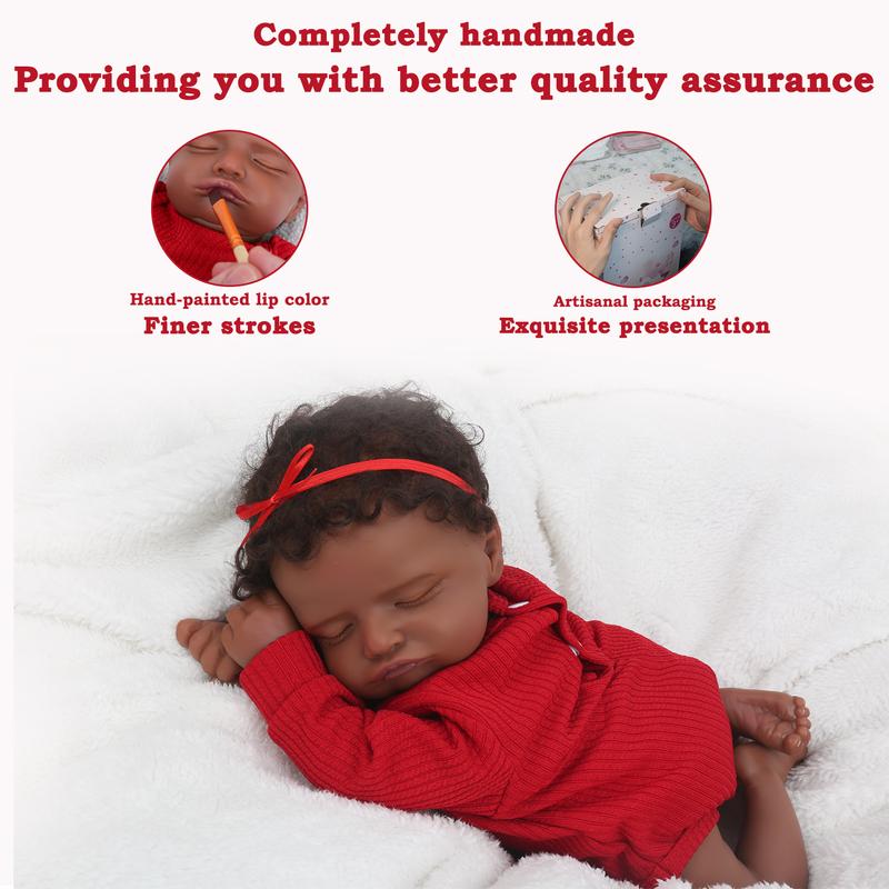 Wooroy Reborn Baby Doll - Black Friday & Cyber Monday, Christmas Gift, Birthday Gift, Girl Gift, Gift Ideas, Brown Skin Doll - 20 inches Cute Sleeping Baby Doll Rosalie with African American Skin, Black skin, Cloth Body, Gifts for Kids 3+
