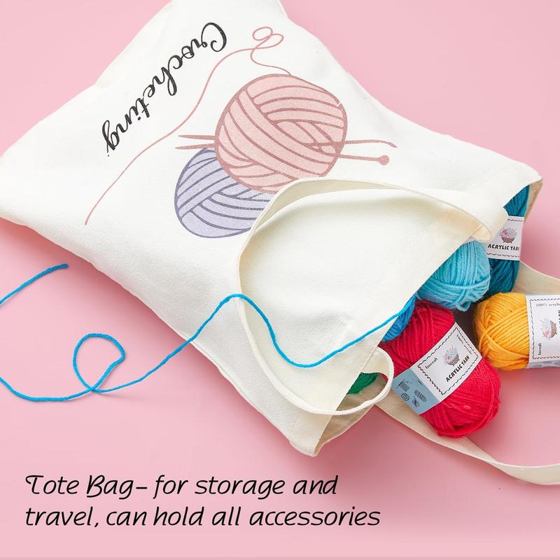 Crochet Kit for Beginners Adults, 18 Large Acrylic Yarn Skeins 1800 Yards Yarn, 105 count Crochet Kit with Hooks Yarn Set,Includes Canvas Tote Bag, Ideal Starter Pack for Kids Professionals
