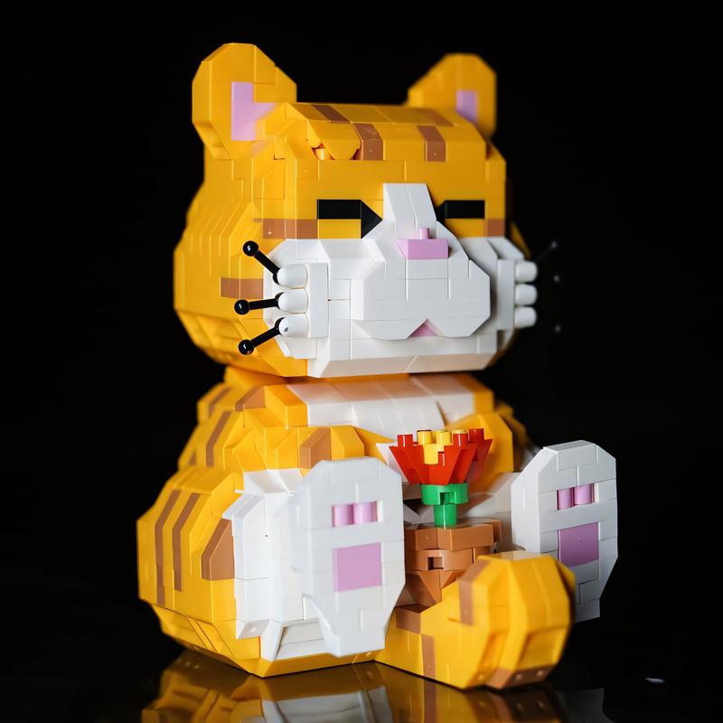 Nidonu-Cute Animal Micro Mini Building Blocks Kit, Orange Cat Micro Bricks Building Toys, Party Favors, Birthday Gift, Carnival Prizes (834 PCS)