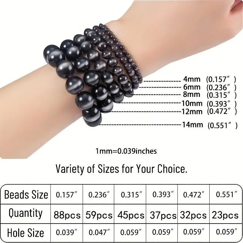 Natural Obsidian Bead, 1 Set Natural Stone Round Beads, DIY Jewelry Making Supplies For Bracelets Necklace Earrings