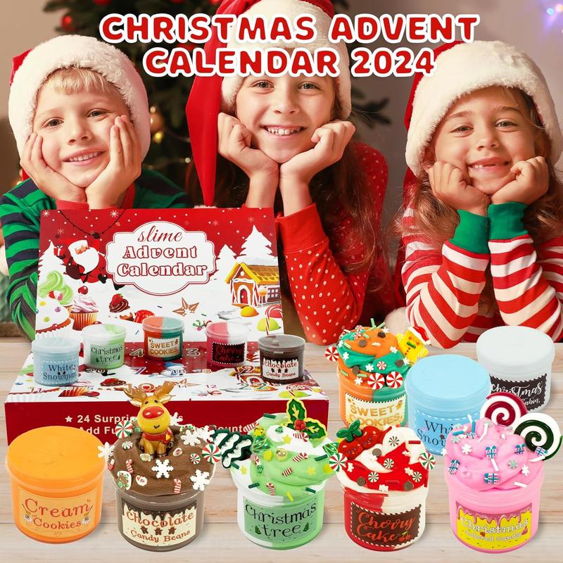 Christmas Advent Calendar 2024 DIY Slime and Charms Kit for Girls Boys, 24 Days Countdown Calendars Surprises Presents for Teens Age 3+