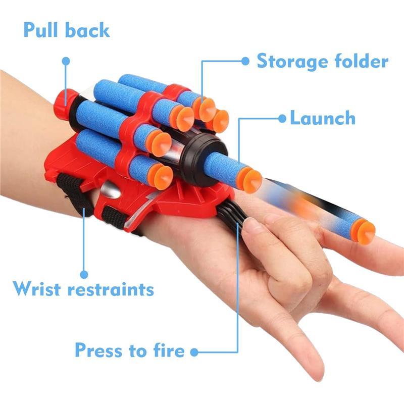 2 Sets Spider Web Shooters Cosplay Launcher Gloves with Wrist Toy Set Hero Webs Shooter for Kids