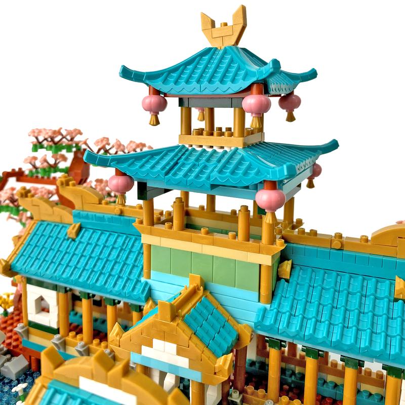 Flor de bloque de construcción Chinese Architecture Sakura Micro Courtyard Block Building Set 2350pcs Brick Set Building Set perfect christmas