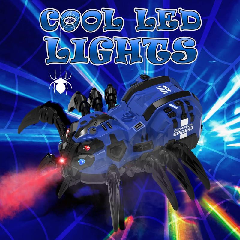 Remote Control Spider Toy, Robot Spider with 2.4 GHz Remote Controller, RC Spider Robot with Spray Lights Music, Realistic Spider Gift for Kids Boys, Halloween, Christmas, Holiday Toys for Party Prank