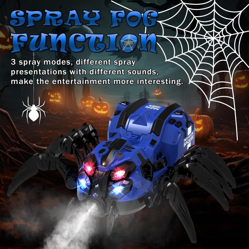 Remote Control Spider Toy, Robot Spider with 2.4 GHz Remote Controller, RC Spider Robot with Spray Lights Music, Realistic Spider Gift for Kids Boys, Halloween, Christmas, Holiday Toys for Party Prank