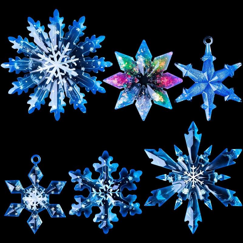 Snowflake Silicone Epoxy Molds, 6 Pcs Varying Sizes, Christmas 3D Crystal Resin Ornament Molds for Tree & Car Decoration, Keychain - LET'S RESIN