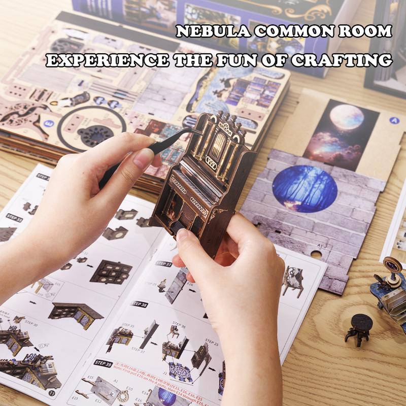 DIY Dollhouse Booknook Bookshelf Insert Decor Alley with LED Light - CUTEBEE Wood DIY Package