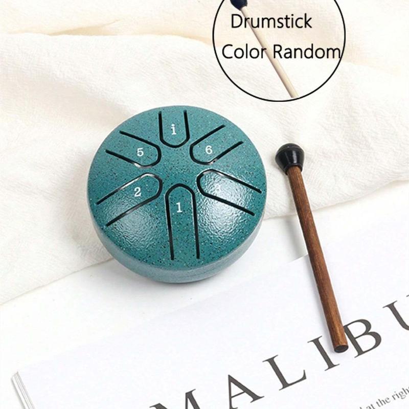 3 Inch 6-tone Mini Steel Tongue Drum, 1 Count Portable Hand Drum Percussion Instrument for Beginner, Musical Instrument for Home & School