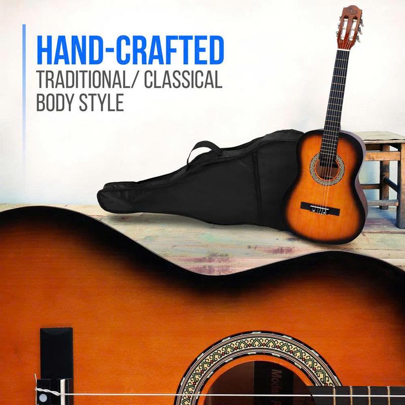 Acoustic Guitar Kit, 3 4 Junior Size Instrument for Beginner Kids, Adults, 36” Sun Burst Matte - YOUTH MUSIC