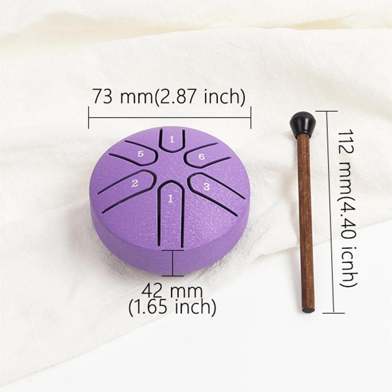 3 Inch 6-tone Mini Steel Tongue Drum, 1 Count Portable Hand Drum Percussion Instrument for Beginner, Musical Instrument for Home & School