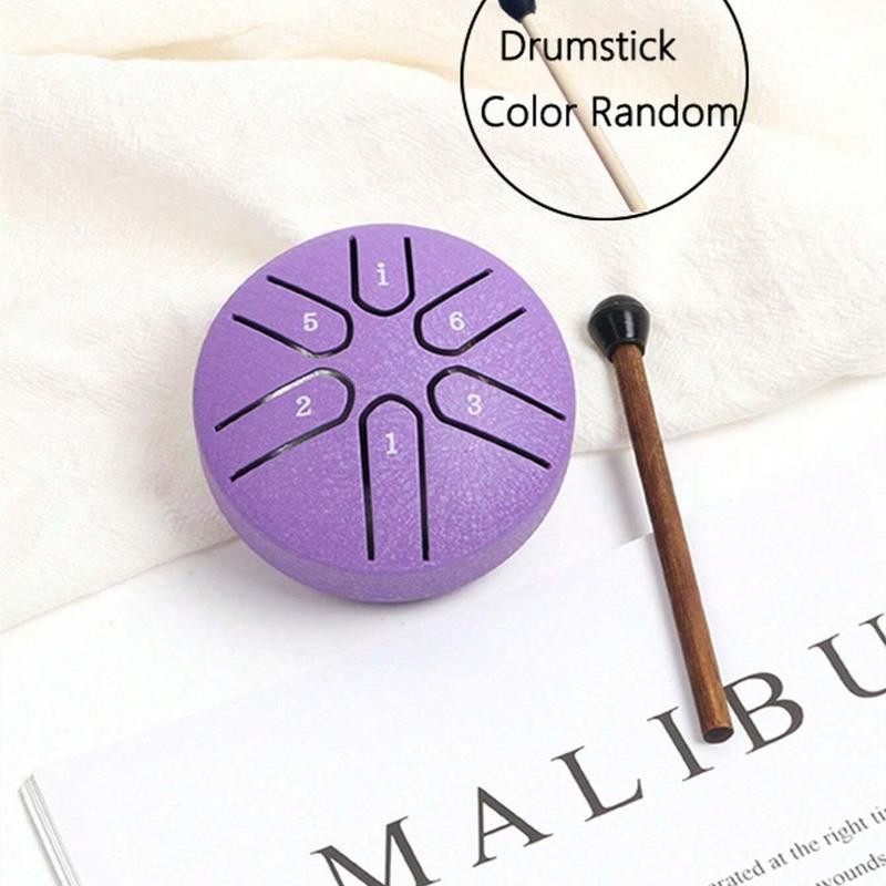3 Inch 6-tone Mini Steel Tongue Drum, 1 Count Portable Hand Drum Percussion Instrument for Beginner, Musical Instrument for Home & School