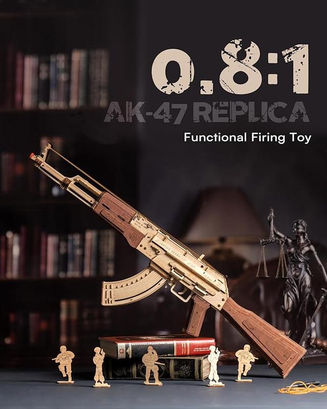 Rowood 3D Puzzles for Adults & Teens,AK 47 Rubber Band Blaster, DIY Wooden Puzzles Wooden Model Building Kit Creative Toy Wooden Kits Assembly Puzzles, Best Choice for Birthday Gifts Christmas Gifts Halloween Gifts