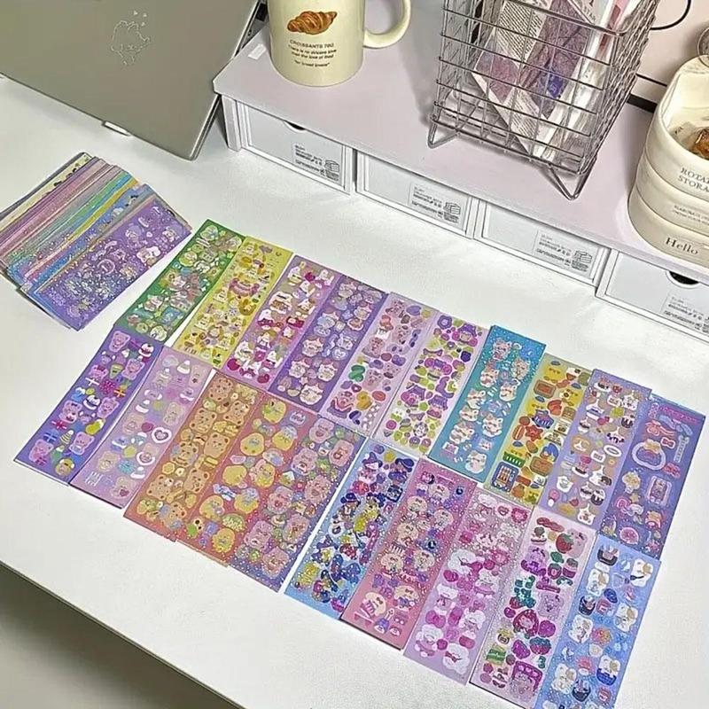 Random Color Cute Cartoon Pattern Sticker (200pcs), Scrapbooking & Journal Making Material Paper, DIY Decorative Sticker for Stationery