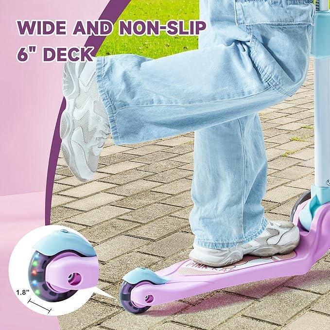 GLAMUP Kick Scooter for Kids Ages 2-6 with Adjustable Height Handlebar, LED Light, 3 Wheel Design - Perfect for Outdoor Play