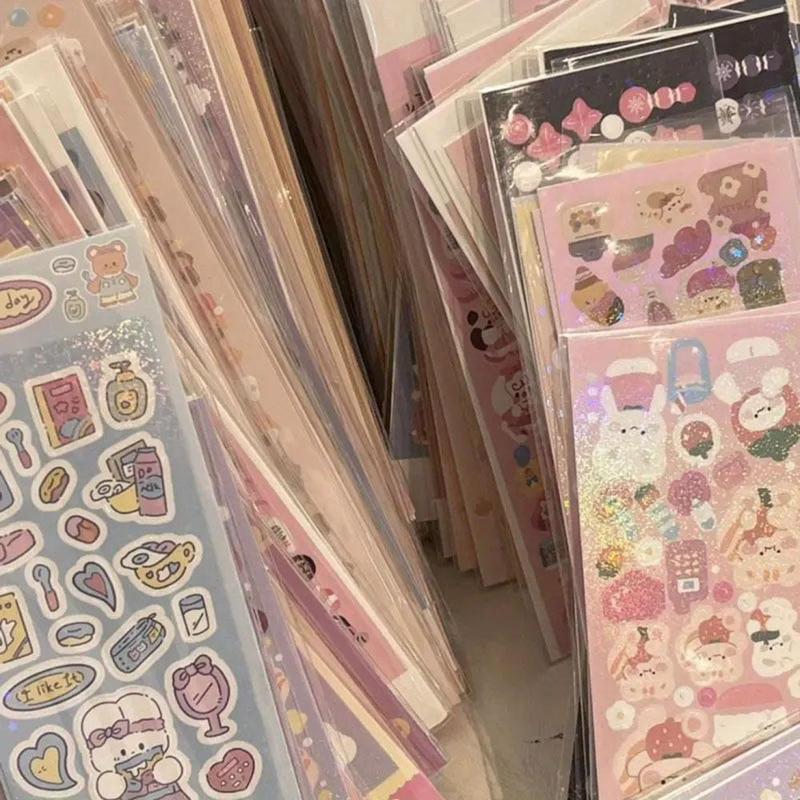 Random Color Cute Cartoon Pattern Sticker (200pcs), Scrapbooking & Journal Making Material Paper, DIY Decorative Sticker for Stationery