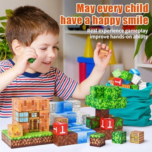 100 Pieces Magnetic Building Blocks - Building Toys For Boys And Girls Ages 3+, Building Mine Magnet World, Toddler Magnet Toy STEM Building Play Sensory Gift For Kids 4 5 6 7 8 9 Years Old